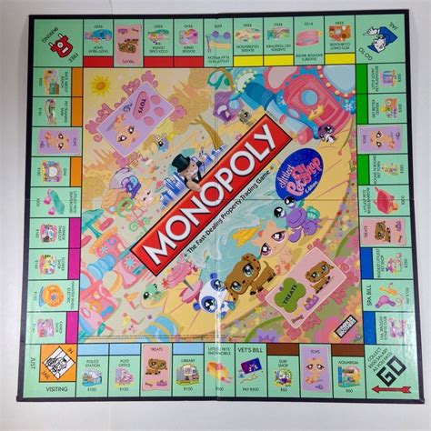 Littlest Pet Shop Lps Edition Monopoly Replacement Game Board Only