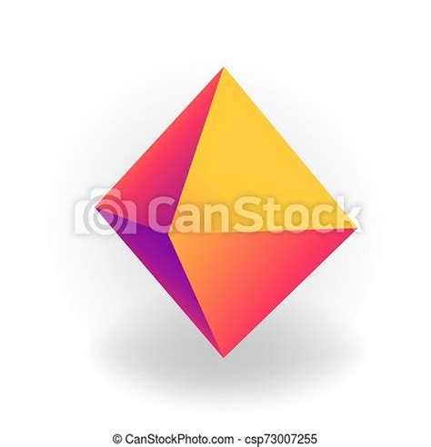 Octahedron 3d Geometric Shape With Holographic Gradient Isolated On