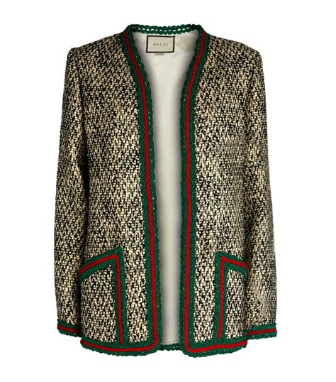 Gucci Web Stripe Trim Tweed Jacket Harrods Us
