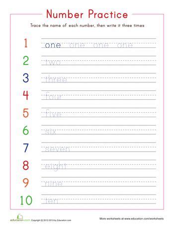 All music written by how to count one to ten. Writing Numbers 1-10 | Worksheet | Education.com | Free kindergarten worksheets, Number words ...
