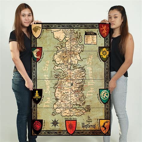 Game Of Thrones Map Seven Kingdoms Of Westeros Giant Wall Art Poster
