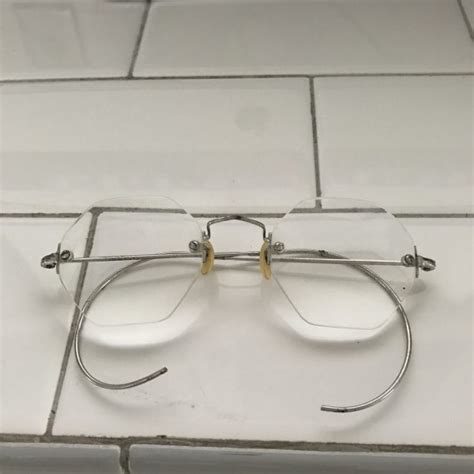 Antique Eyeglasses Silveer Wire Rim Collectible Display Farmhouse