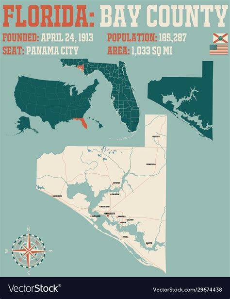 Map Bay County In Florida Royalty Free Vector Image