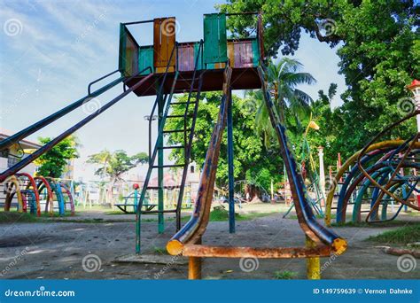 Old Style Vintage Playground Slide Stock Image Image Of Playground