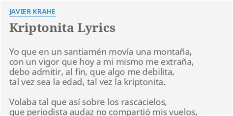 Kriptonita Lyrics By Javier Krahe Yo Que En Un