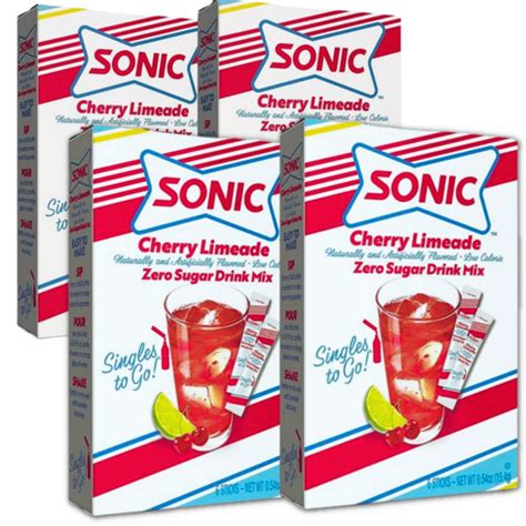 Sonic Cherry Limeade Singles To Go Powdered Drink Mix Sugar Free Water
