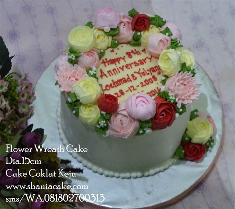 [flower Cake Jogja] Korean Flower Wreath Cake Home Made Cake And Cookies Online Cake Shop