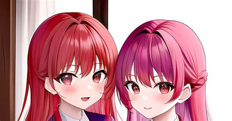 Anime Animestyle Ai Red Haired Twins Pixiv