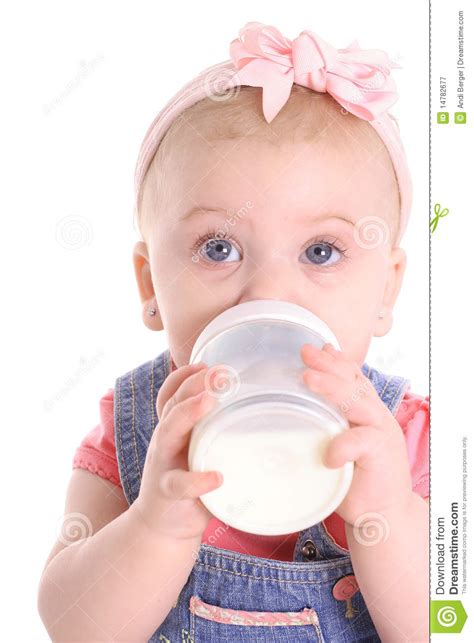 Baby Girl Drinking A Bottle Stock Image Image Of Closeup