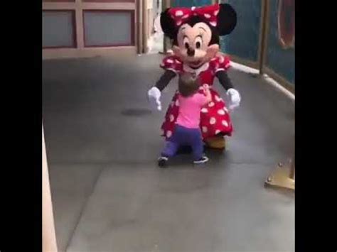 Baby Girl Preciously Runs To Minnie Mouse For A Hug Youtube