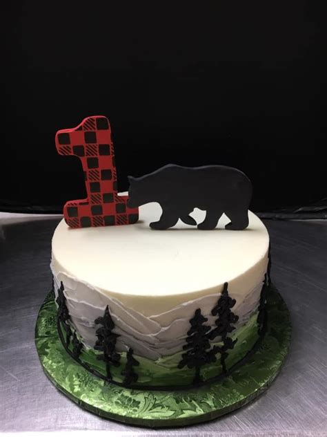 Bear First Birthday Cake Woodland Themed Birthday First Birthday Cake
