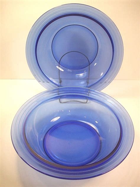 Vintage Hazel Atlas Moderntone Cobalt Blue Depression Glass Bowl
