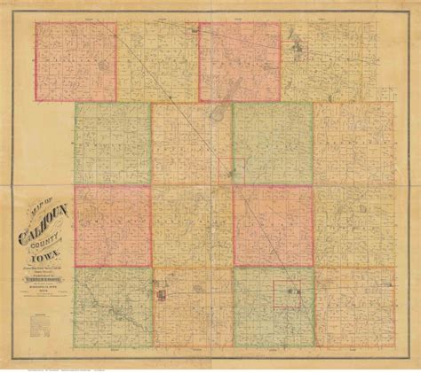 Calhoun County Iowa 1884 Old Wall Map With Landowner Names Etsy