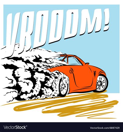Car Comics Speeding Across The Road Royalty Free Vector