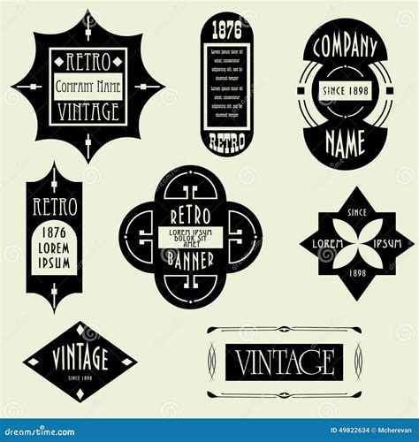 Vintage Design Elements Labels In Retro And Vintage Style Isolated On
