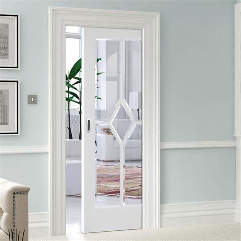 Single Pocket Reims Diamond White Primed Door With Clear Bevelled