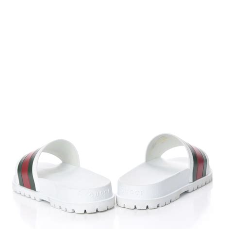Gucci Rubber Mens Web Slide Sandals 6 White 471072 Fashionphile