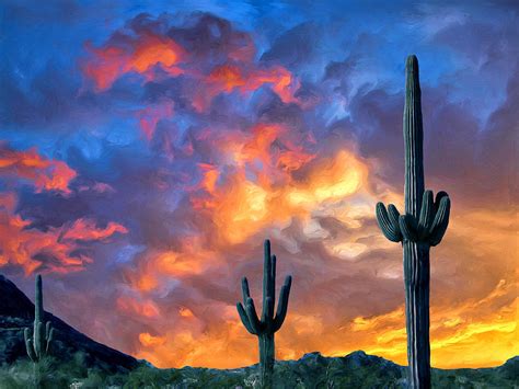 Arizona Desert Sunset Painting By Dominic Piperata Fine Art America