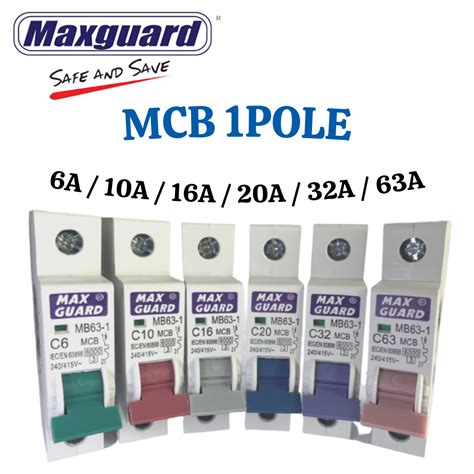 Maxguard Mcb 6ka1 Pole 2 Pole 3 Pole Miniature Circuit Breaker