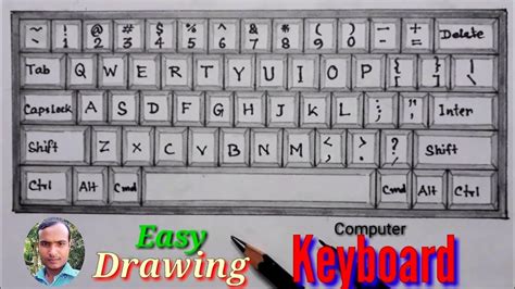 Easy Computer Keyboard Drawing Step By Stephow To Draw Keyboard Youtube