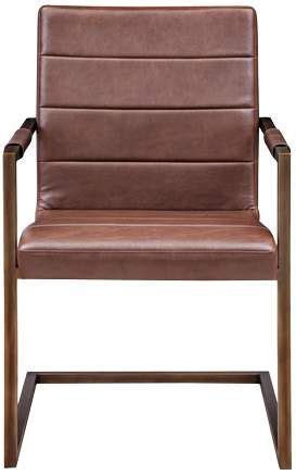 Round out your entertainment ensemble or accent the guest room with this understated armchair. Jafar Cognac Faux Leather Upholstered Dining Chair Set of ...