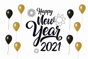 feliz año nuevo 2021 cartel de celebración con globos 1735563 Vector en ...