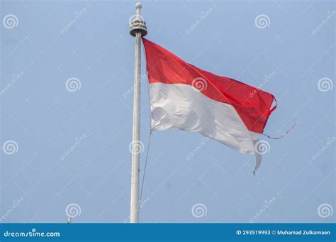 Indonesian Flag The Red And White Flag Stock Image Image Of Flagpole