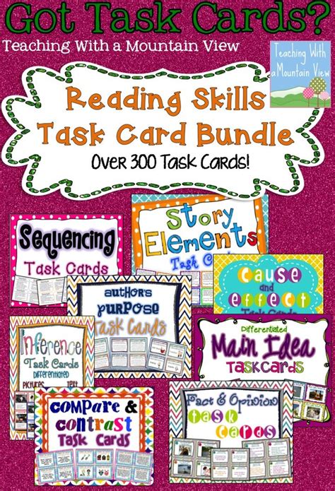 Reading Skills Task Card Bundle Digital And Printable Reading