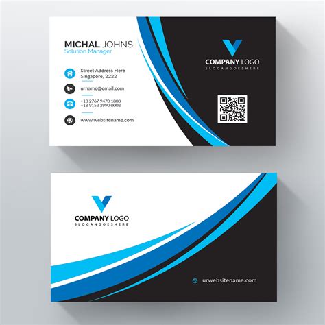 Blue Wavy Vector Business Card Template Download Free Vectors