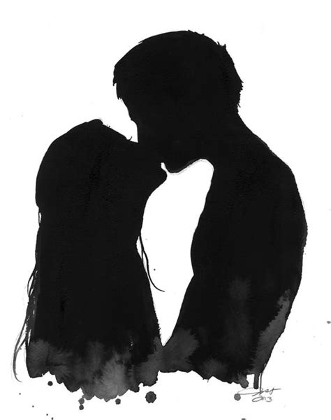 27 images of silhouette of two people kissing. Items similar to Kissin', print from original watercolor ...