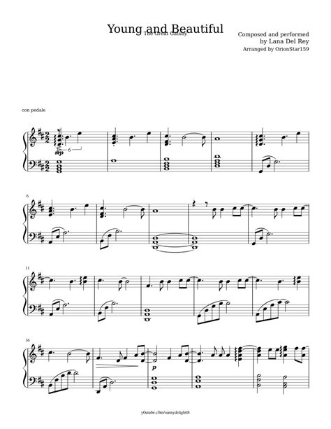 Young And Beautiful Piano Sheet Music For Piano Download Free In Pdf Or