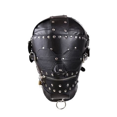 Full Head Restraint Bdsm Leather Hood Erotic Slave Blindfold Sensory