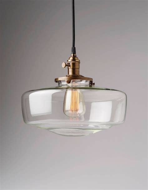 Large Clear Glass Schoolhouse Light Fixture Pendant Etsy Clear