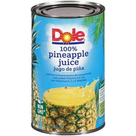 Dole 100 Pineapple Juice Not From Concentrate 46 Oz 12 Count