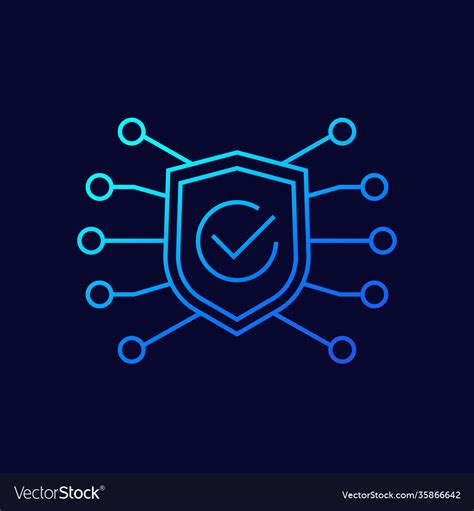 Cyber Security Linear Icon With Shield Royalty Free Vector