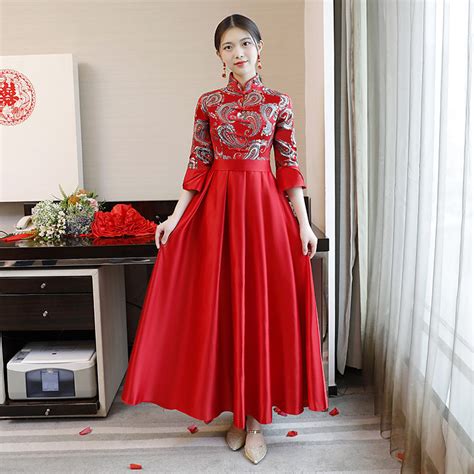 Buy Red Chinese Style Bridesmaid Wedding Dress