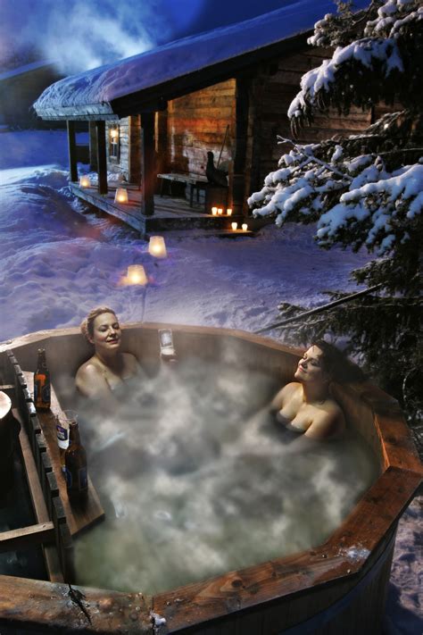 In Yll S Alpine Mountains Finland After A Sauna Bath In A Barrel Outdoor Spa Jacuzzi