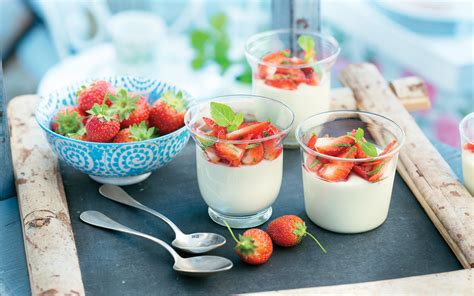 Panna Cotta With Basil And Mint Strawberries World Inspiration
