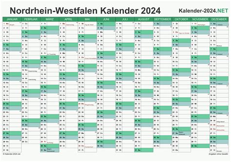 Kalender 2024 Nordrhein Westfalen