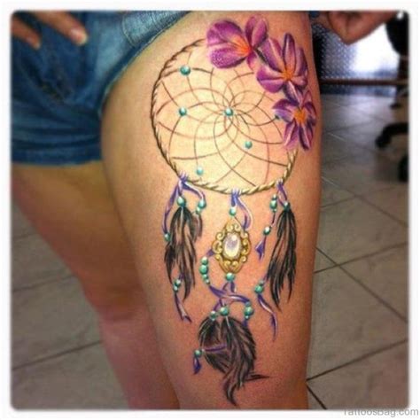 78 Graceful Dreamcatcher Tattoos On Thigh Tattoo Designs