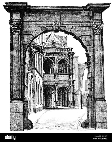 Architectural Illustration From The 19th Century 1881 German