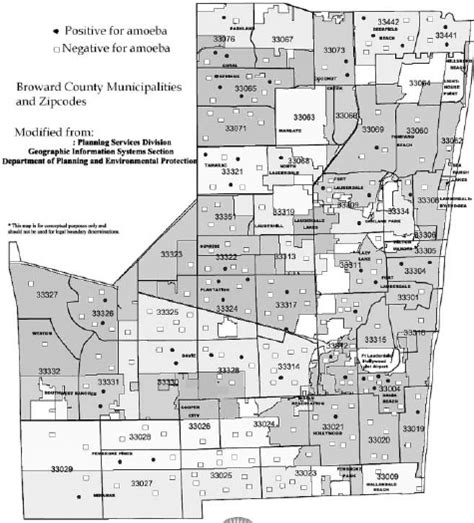 Map Of Broward County Indicating The Cityzip Code Where Water