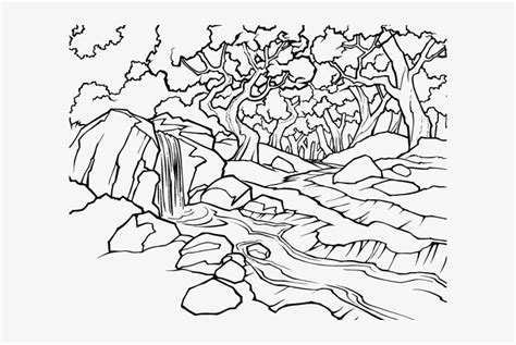 Stream Drawing Coloring Page River Landscape Coloring Pages Png Image