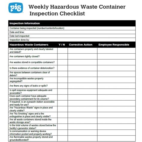 Hazardous Waste Inspection Checklist My XXX Hot Girl