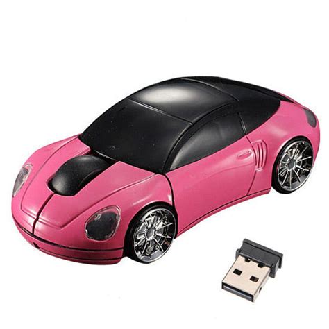 Usb 24g 1600dpi 3d Optical Wireless Car Mouse Black And Pink