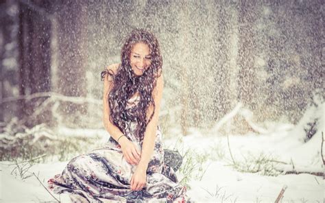 Girl Winter Snow Snowflakes Wallpaper 1680x1050 19806