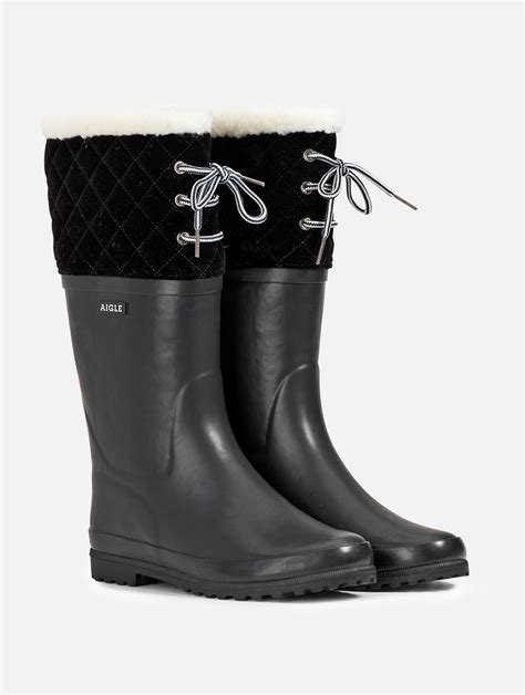 Aigle The Fur Lined Boot Ideal For Cold Weather Marinebeige Polka