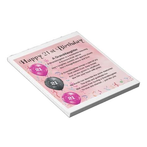 Granddaughter Poem St Birthday Notepad Zazzle