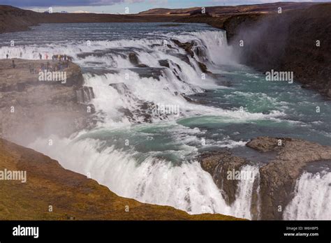 Gullfoss Iceland Double Cascade Waterfall On Hvita River Stock Photo
