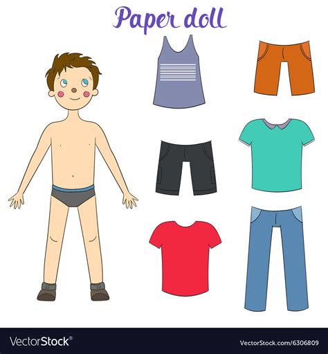 Paper Doll Boy And Clothes Royalty Free Vector Image